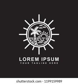 island line art logo design, vector icon
