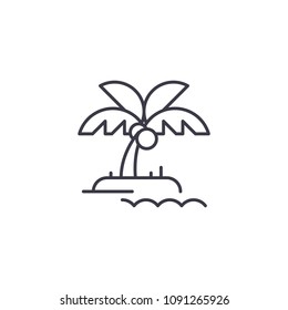 Island Linear Icon Concept. Island Line Vector Sign, Symbol, Illustration.