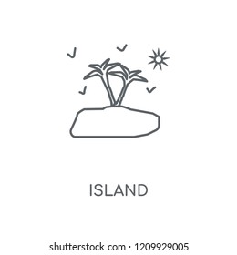 Island linear icon. Island concept stroke symbol design. Thin graphic elements vector illustration, outline pattern on a white background, eps 10.