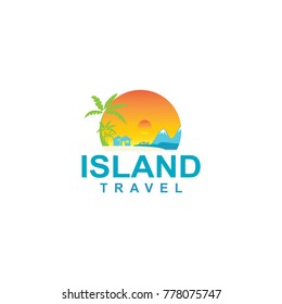 island logo and beachfront housing