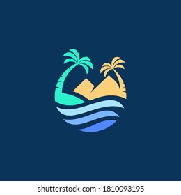 island logo circle abstract illustration