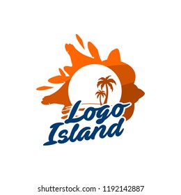 Beach Logo Design Tropical Island Vector Stock Vector (Royalty Free ...