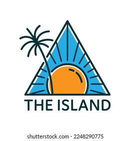 island logo design triangle shape summer vacation beach concept vector illustration