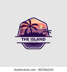 island logo design vector template Premium Vector