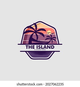 island logo design vector template Premium Vector