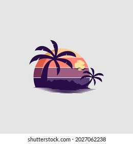 island logo design vector template Premium Vector
