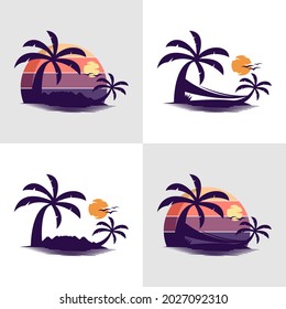 island logo design vector template Premium Vector