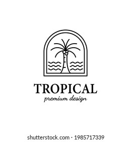 Island Logo Icon Minimalist Line Art Stock Vector (royalty Free 