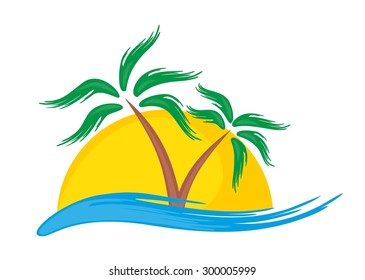 island Logo with palm trees. 