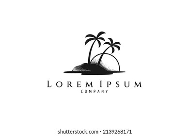 logo de la isla con palmeras y sol