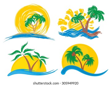 island Logos with a palm tree. 