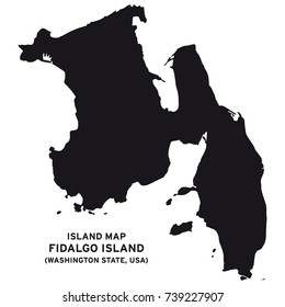 Island Map Of Fidalgo Island,Washington State, USA