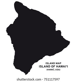 Island map of Hawai, Hawaii, USA