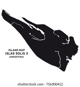 Island map of Islas Solis 3, Argentina, South America
