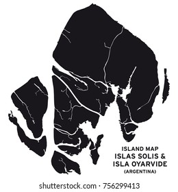 Island map of Islas Solis and Isla Oyarvide, Argentina, South America