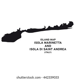 Island map of Isola Marinetta and Isola di Saint Andrea (Italy)