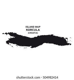 Island map of Korcula (Croatia)