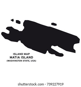 Island map of Matia island,Washington State, USA