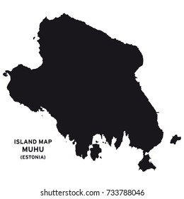 Island Map Of Muhu, Estonia