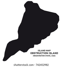 Island map of Obstruction Island, Washington State, USA