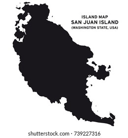 Island map of San Juan Island,Washington State, USA