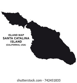 Island map of Santa Catalina Island, California, USA