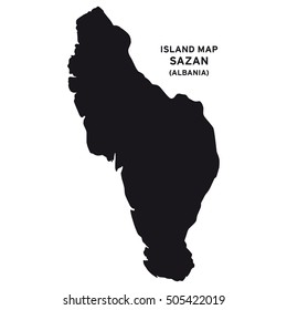 Island Map Of Sazan (Albania)