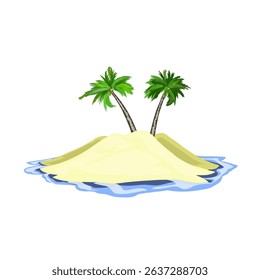 an island in the middle of the sea with coconut trees