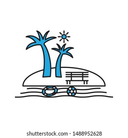 Island minimal line icon vector