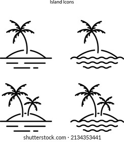 diseño de estilo isleño monolino, icono de isla aislado en fondo blanco. símbolo de isla de icono de línea delgada contorno de línea lineal símbolo de isla para logotipo