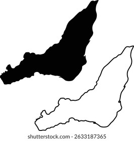 Island of Montreal Map Silhouette Flat Design and Outline Design