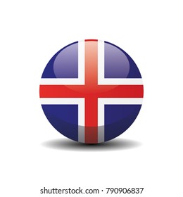 Island national circle button flag background texture. Vector illustration.