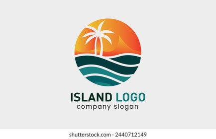 Island natural sky vector icon logo design minimalist modern 