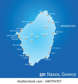 island of Naxos in Greece map illustration design in colorful