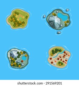 Island ocean sea map cartoon