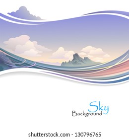 Island in Ocean and Vast Sky