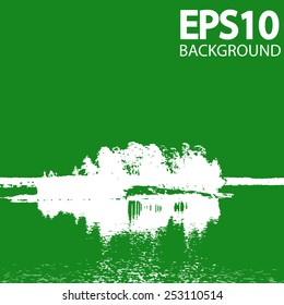 Island on forest lake. Vector illustration