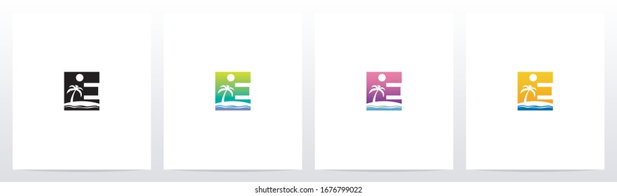  Island On Letter Logo Design E