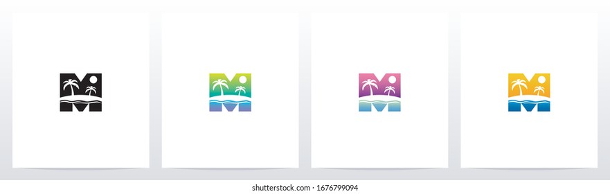  Island On Letter Logo Design M