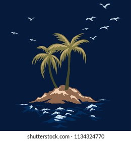 Island on the sea, illustration