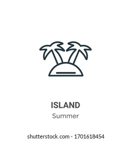 Island outline vector icon. Thin line black island icon, flat vector simple element illustration from editable summer concept isolated stroke on white background