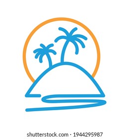 plantilla de ilustración de vector de esquema de isla