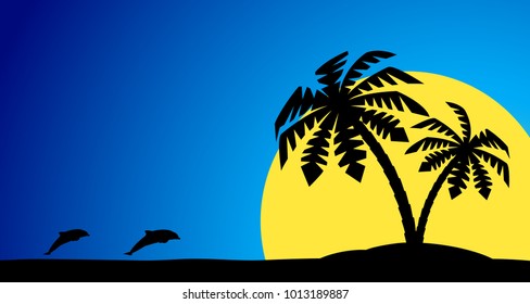 An island with a palm tree.
