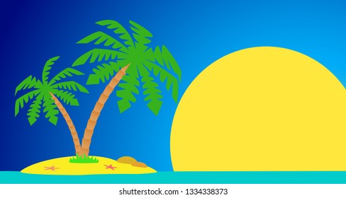 An island with a palm tree.