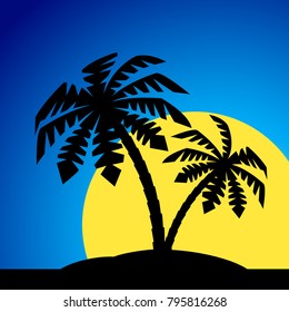 An island with a palm tree.