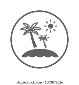 Isla, icono de la palmera. Vector gris aislado en fondo blanco