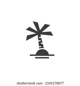 Island Palm Tree Icon Isolated on Black and White Vector Graphic