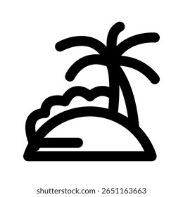 Island with Palm Tree icon thick bold line