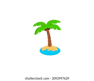 Island with palm tree and sand vector isolated icon. Emoji illustration. Island vector emoticon