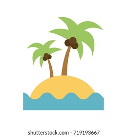 Island With Palm Tree And Sea Icon Image 